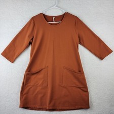 Lulu B New Bright Peri Dress 3/4 Sleeve French Terry Pockets Size M Terra Cotta
