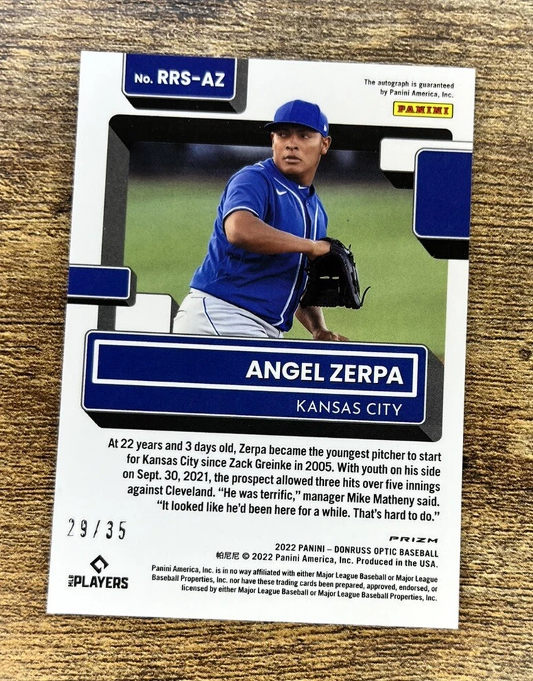 2022 Optic -Angel Zerpa Rated Rookie Auto Navy Cracked Ice /35 On Card! - Image 2 of 2