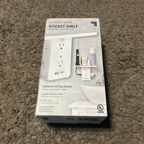 NEW Sharper Image Socket Shelf - 6 Outlets - Surge Protection - 2 USB Ports 