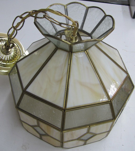 VINTAGE TIFFANY STYLE STAINED GLASS PENDANT CEILING LIGHT eBay