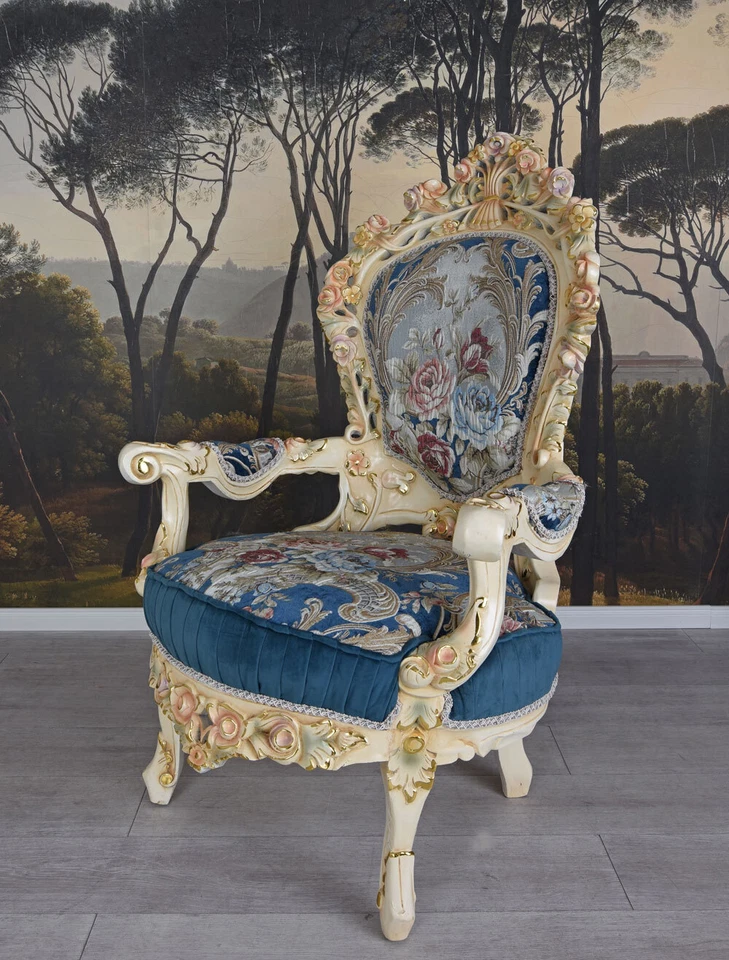 Antik Sessel Barock Stuhl Armlehnstuhl Retro Armlehnsessel Rokoko Salon Sessel - Bild 2 von 4