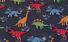 1 Yard Mixed Dinosaurs On Gray Print BTY 100 Cotton Flannel Fabric