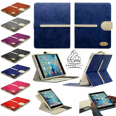 Gorilla Tech Wildleder Leder Brieftasche Klapphülle für Apple iPad abnehmbar zweiteilig