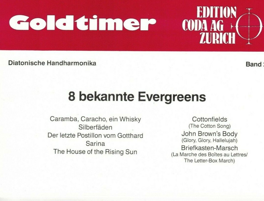 diat. diatonische Handharmonika Noten Goldtimer 2 - - 8 bekannte Evergreens