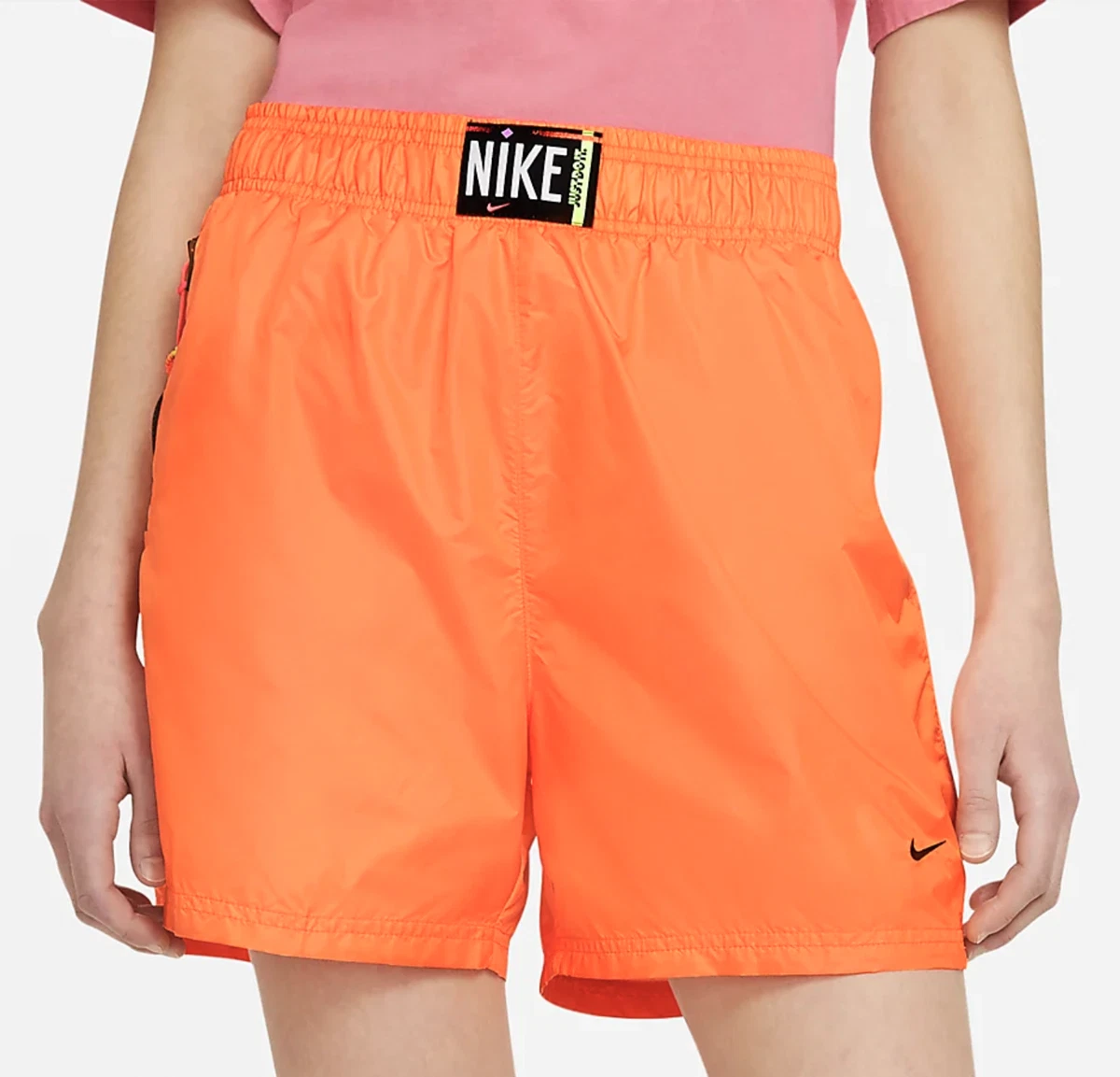 Nike Sportswear Woven Loose Fit Shorts Atomic Orange Women's Size XL 80's  Retro