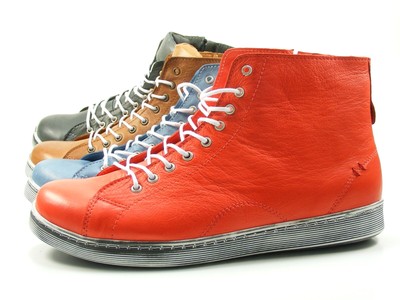 Andrea Conti Damen-Sneaker High Top, Blau, Aus Weichem Leder Mit Reißverschluss & Schnürung, Gr. 40