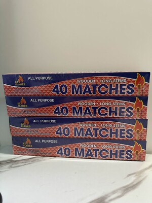 Long Stem Wooden Strike On Box Matches 4 Pack of 40