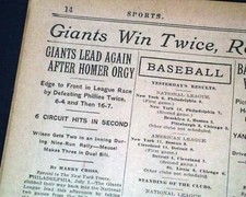 HACK WILSON Hits 2 Home Runs in 1 Inning & Babe Ruth Yankees 1925 NYC Newspaper