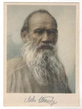 1960 Portrait LEO TOLSTOY Writers World's greatest novelists Old Russia Postcard