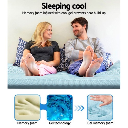 Giselle Memory Foam Mattress Topper 7-Zone Cool Gel Bamboo Cover 5cm Thick - Picture 2 of 8