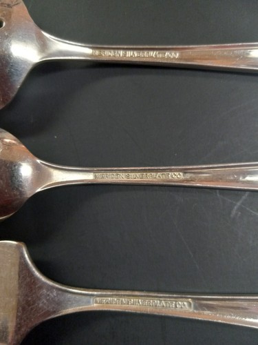 Piezas de condimento de anfitriona vintage de 3 piezas de plata Meriden patrón de "primera dama" - Imagen 4 de 5