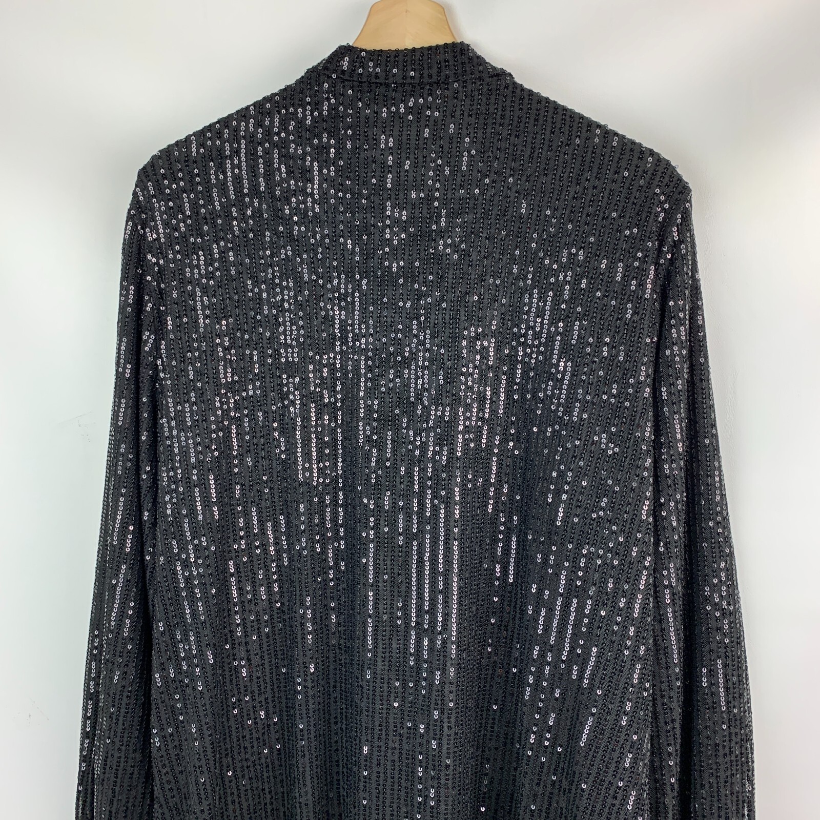 Unbranded Jacket Black Sequin Collared Buttons Lo… - image 7