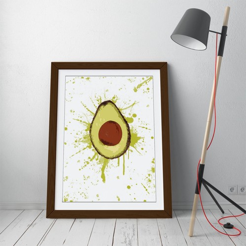 AVOCADO SPLASH ART PAINT EFFECT -FRAMED WALL ART PICTURE PRINT TRENDY KITCHEN - Picture 5 of 10