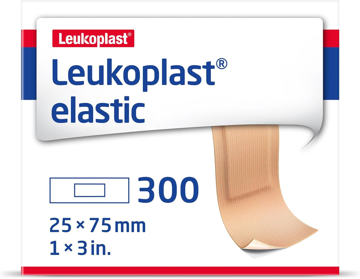 Leukoplast Elastic Fabric Adhesive Latex Free Bandages Strip 1" X 3" (300 in Box