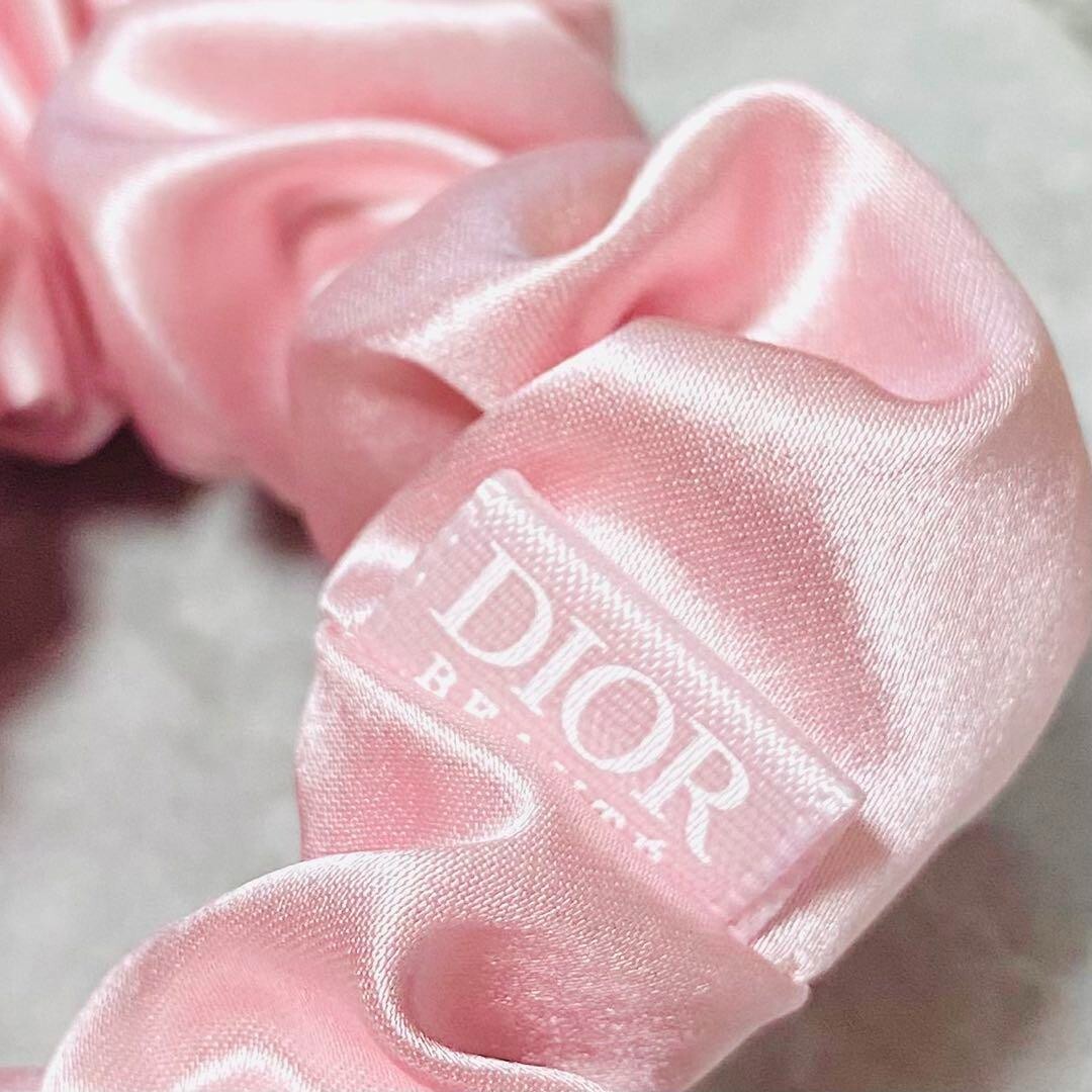 Dior Scrunchie Hair Band Silk Pink Plain Pattern Novelty Hair