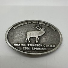 NRA National Rifle Association Whittington Elk Firearms Guns Vintage Belt Buckle