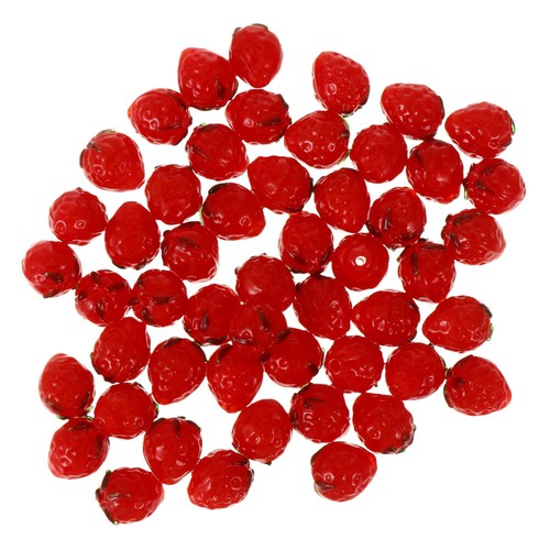 50Pcs Strawberry Bead Lovely Fruit Spacer Loose Beads for Jewelry Making