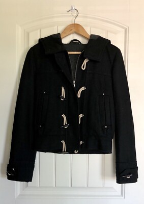 Manteau Duffle Coat Topshop Noir Avec Capuche - Taille S (équivalent 36)