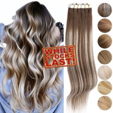 Tape In Hair Extensions 100 Remy Human Hair Extensions Full Head Thick 2.5g/pcs