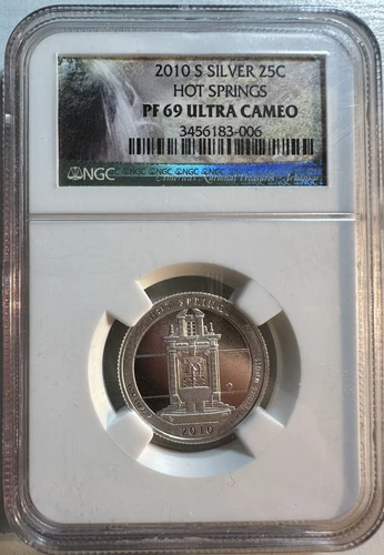 2010 S US SILVER National Park Quarters ATB 25c Hot Springs -NGC PF 69 Ult Cameo