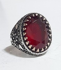 Men 925 Silver Ring Solitaire Ruby Spinel Ring Man Sterling