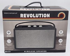 Bluetooth Throwback Revolution Wireless Speaker FM Radio Vintage Retro look BLK