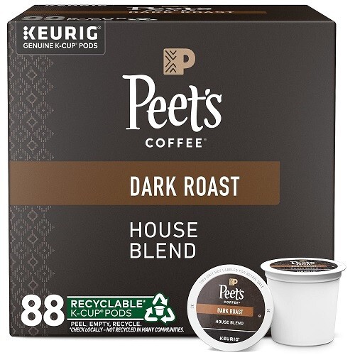 Peet's Coffee House Blend, Dark Roast Coffee K-Cup Pods, 88 Count. - Picture 1 of 7