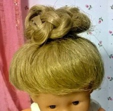 VINTAGE UNUSED DOLL WIG - SIZE 4.5" - BRAIDED BUN HONEY BLOND