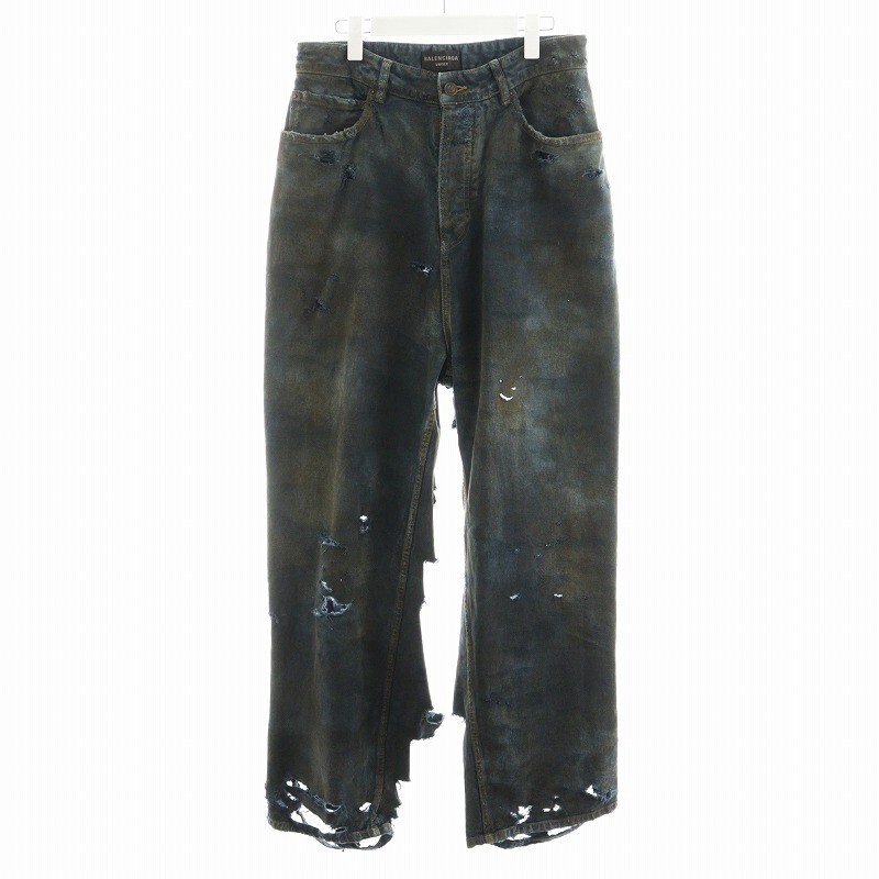 パンツ BALENCIAGA 23AW distressed baggy jeans BALENCIAGA UNISEX Super Destroyed Baggy Denim Pants Jeans