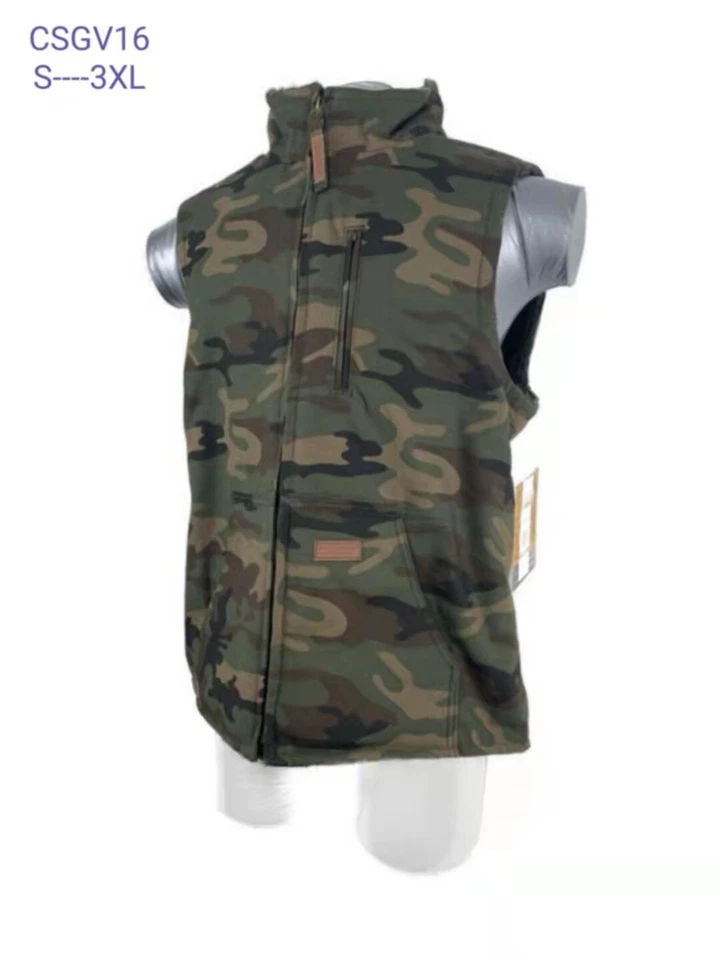 Men Sandstone Canvas Thermal Lined Work Duck Vest Industrial Winter Vest - Image 2 of 4