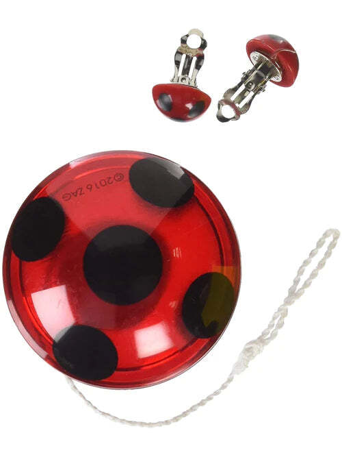 Handmade Ladybug Earrings For Girls - Cute Pierced Stud Earrings - Halloween & Cosplay Jewelry Gift - View #3