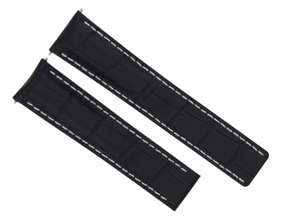 24MM LEATHER WATCH BAND STRAP CLASP FOR BREITLING NAVITIMER 24/20MM BLACK WS