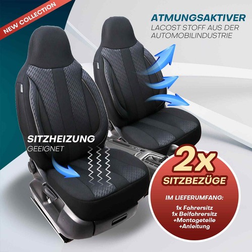 Fundas de asiento Pilot adecuadas para Isuzu D-Max 1 (negro) | Asientos delanteros ZENO504 - Imagen 3 de 12