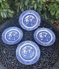 4/Vtg EIT England Blue Willow Ironstone 6 3/4  Plates Excellent Condition