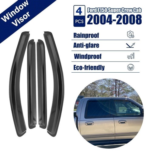 4Pcs Set For 2004-2008 FORD F-150 CREW CAB Window Vent Visor Shades Rain - 第 2/11 張圖片