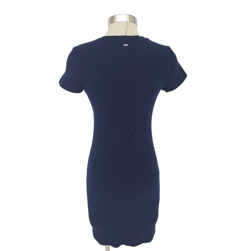 PINK Victorias Secret Bodycon T Shirt Dress Blue Rib Knit Short Sleeve Medium - Picture 4 of 8