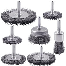 7 PCS Carbon Steel Wire Wheel Brush Set Cup Pen 1/4Inch Round Shank Rust