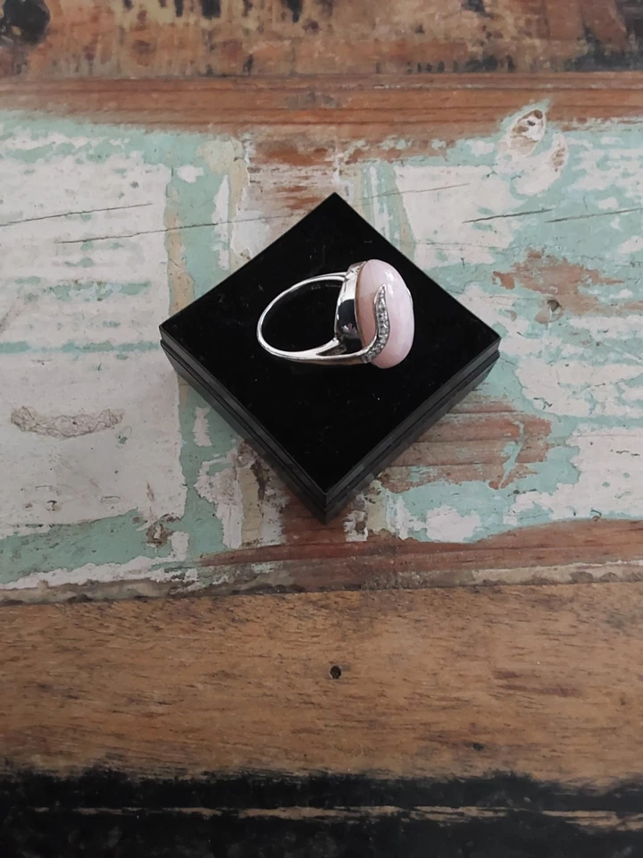 925 Sterling Silberring, Rhodiniert Andenopal Und Zirkone RW 53 - Bild 2 von 3