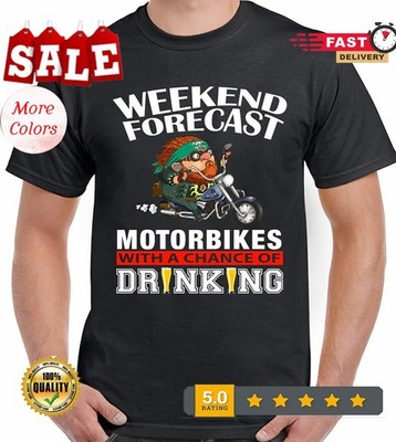 Motorbikes T-Shirt Weekend Forecast Drinking 2 Mens Superbike Moto