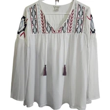 Ariat Freedom White Tunic Shirt Medium Lightweight Flowy Western Country Rodeo