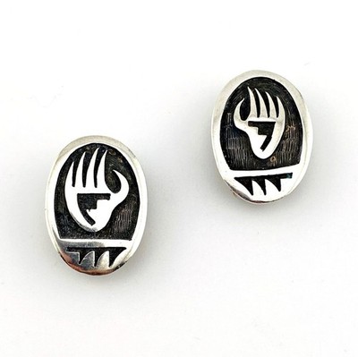 Sterling Silver Bear Claw Clip Earrings Southwestern Star Mark Vintage