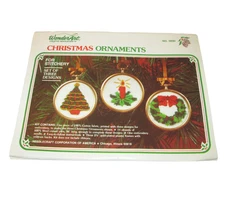 Wonder Art Christmas Ornaments Kit #6894 Set of 3 Vintage Needlecraft Designs