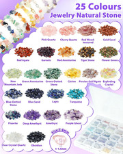 Jewelry Making Kit 1956 PCS Natural Chip Stone Beads 25 Colors 4-12Mm with Metal