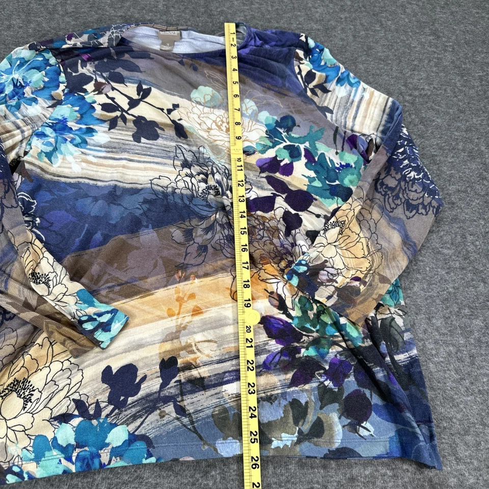 Camisa Chico’s Mujer Colorida Floral Cuello Redondo Mangas Largas Talla 3 95% Poliéster Foto 3 de 4