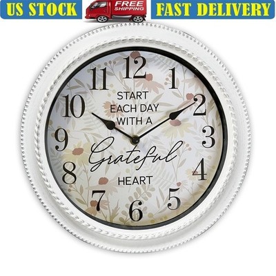 Inspirational 12 Inch Analog Wall Clock Quartz Battery Powered Home Decor New