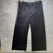 Maeve The Colette Velvet Pants Womens 32x27 Black High Rise Wide Cropped Flared