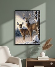 Diamond Art Kits for Adults Deer Family, DIY 5D Diamond Painting Kit for Beginne