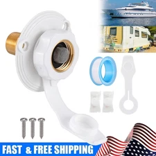 RV City Water Inlet With Check Valve Flange Brass Hose Connector Connection Fill