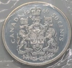1966 Canadian 50 Cents .800 Silver Half Dollar Queen Elizabeth II - BU