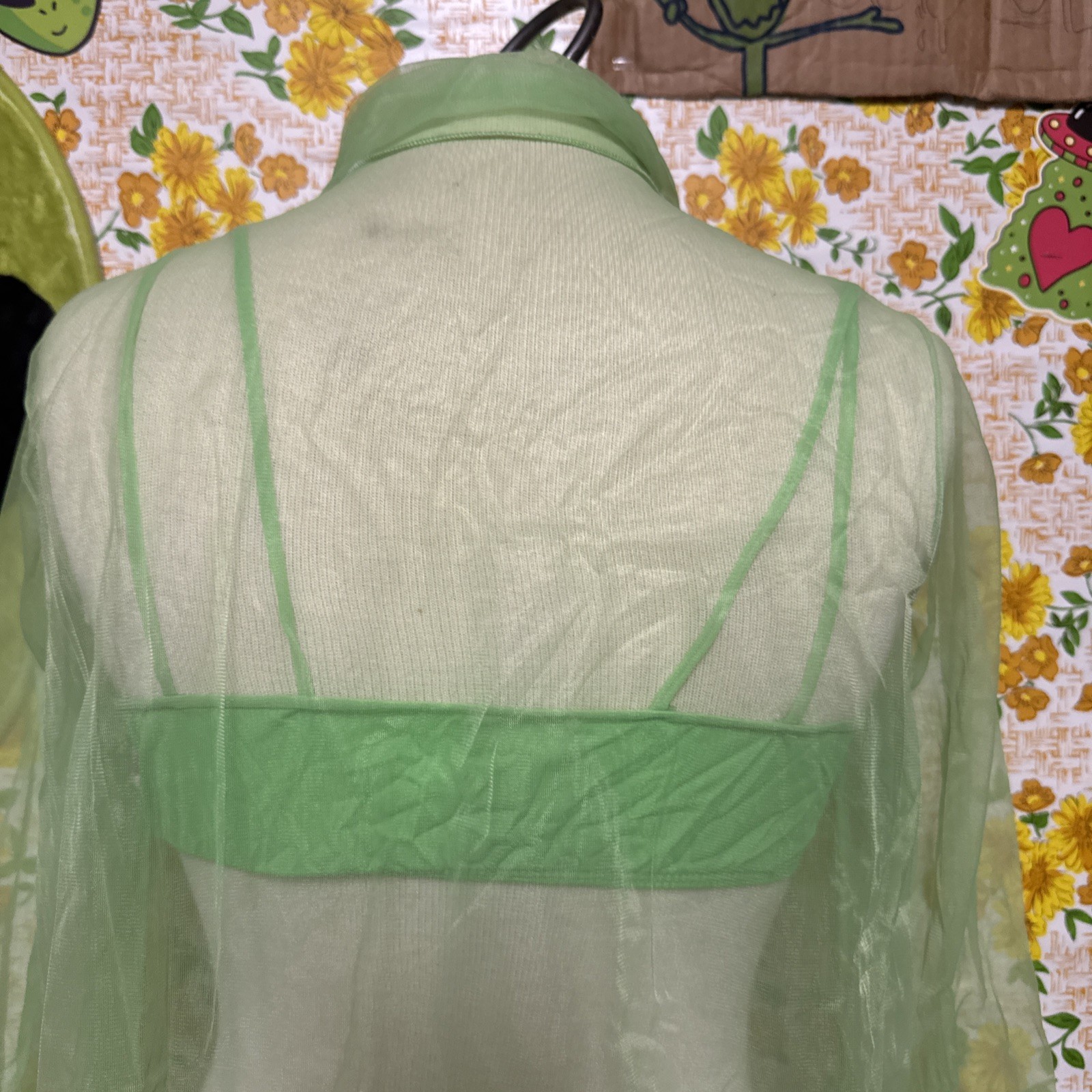 Vintage Retro Groovy Highlighter Green 3piece Lin… - image 9